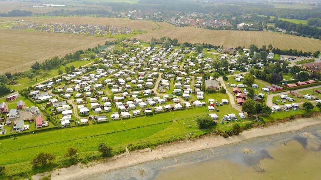 Campingplass i Tyskland, settovenfra